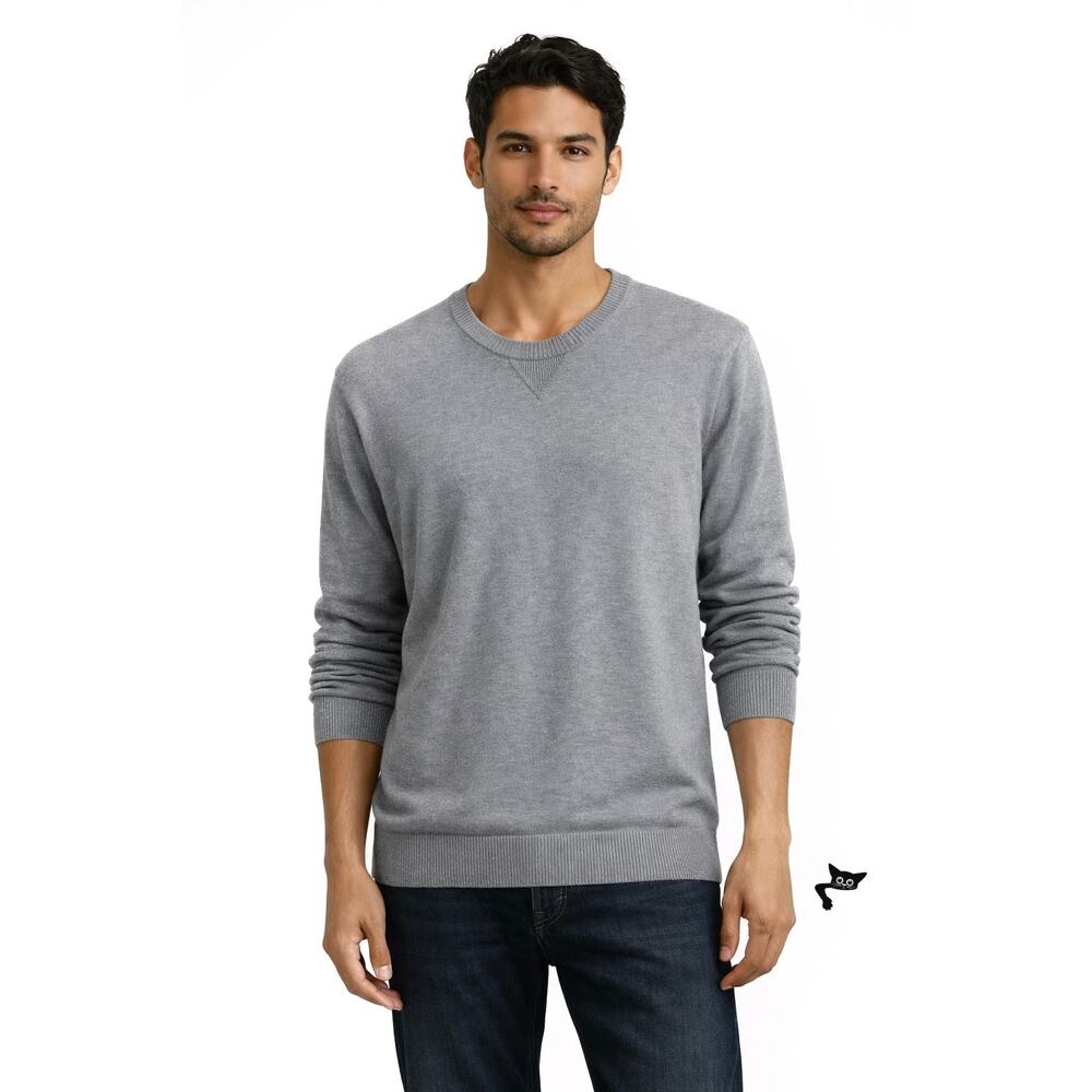 1901 Gray Cotton Cashmere Crewneck Sweater Men's L